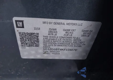 2019 Chevrolet Malibu Lt from USA, damaged, VIN 1G1ZD5ST4KF134079